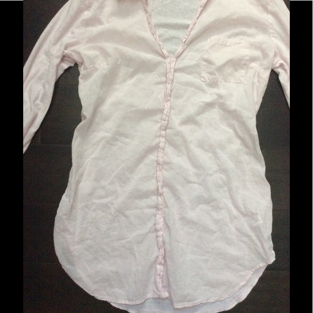 EUC Splendid 100% Supima Cotton Roll-Cuff L/S Collared Button-Down, PINK M - Picture 5 of 13